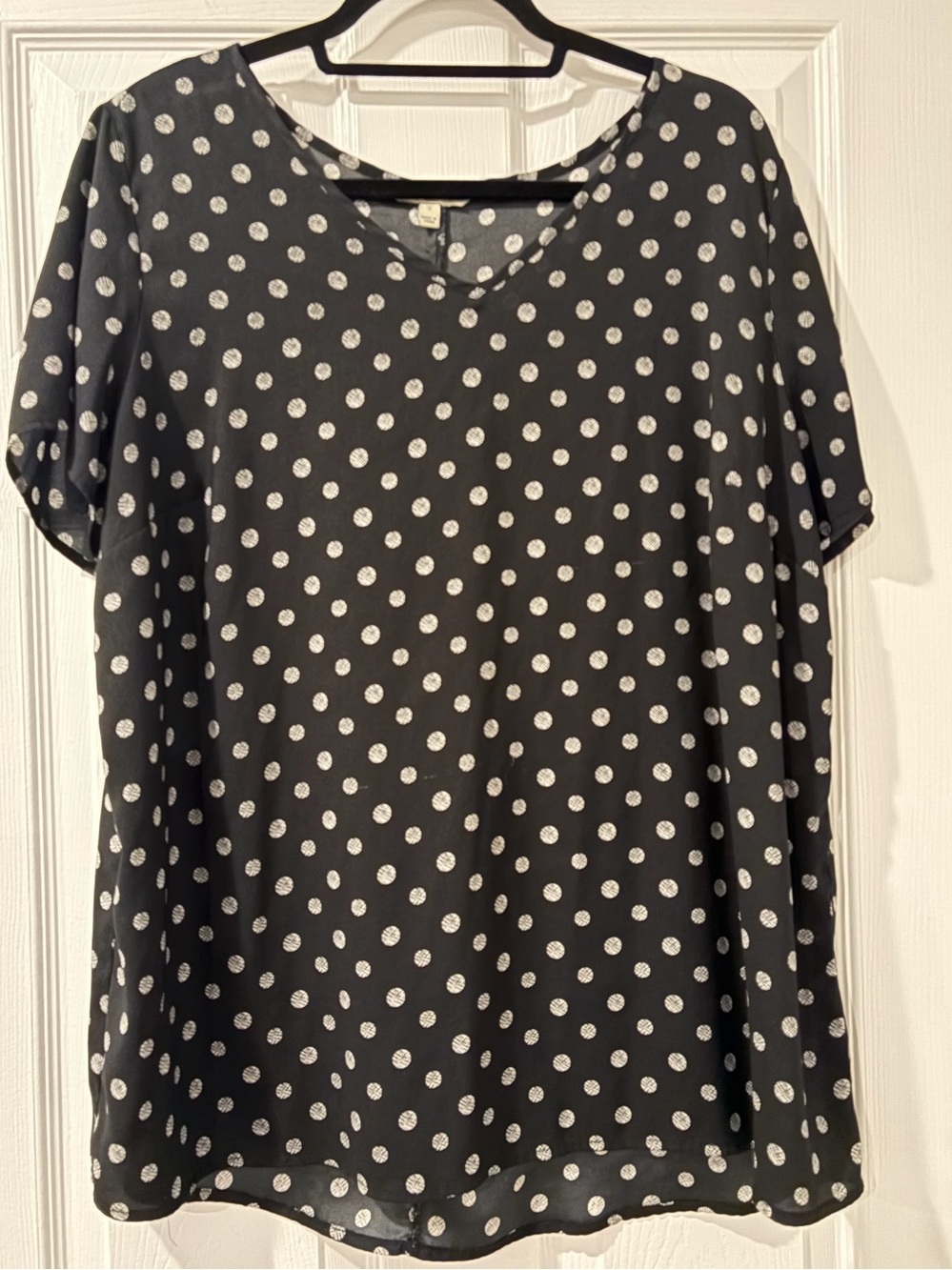 41 Hawthorn Black Short Sleeve V-Neck Polka Dot Top